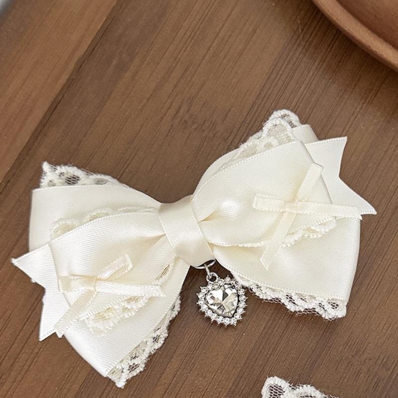 Gothic Lolita Style Hair Clip Black Ribbon Bow Fashionable Hair Clips for Women