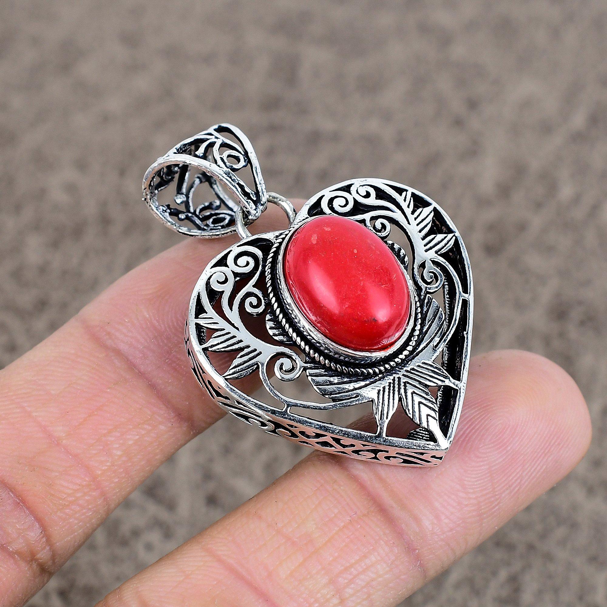 

Coral Gemstone Handmade 925 Sterling Silver Jewelry Pendant 1.77 KKG-26