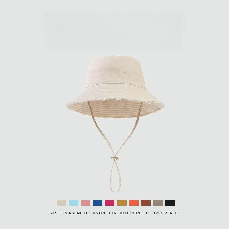 New Fashionable Style Bucket Hat Sun Resistant Adjustable Fisherman Cap Fringed Solid Color Summer Sunshade Hat Four Seasons