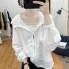 Korean Thin Solid Color Female Hooded Sun Protection Tops Coat Summer Female Loose Fitting UV Protection Sun Protection Coat