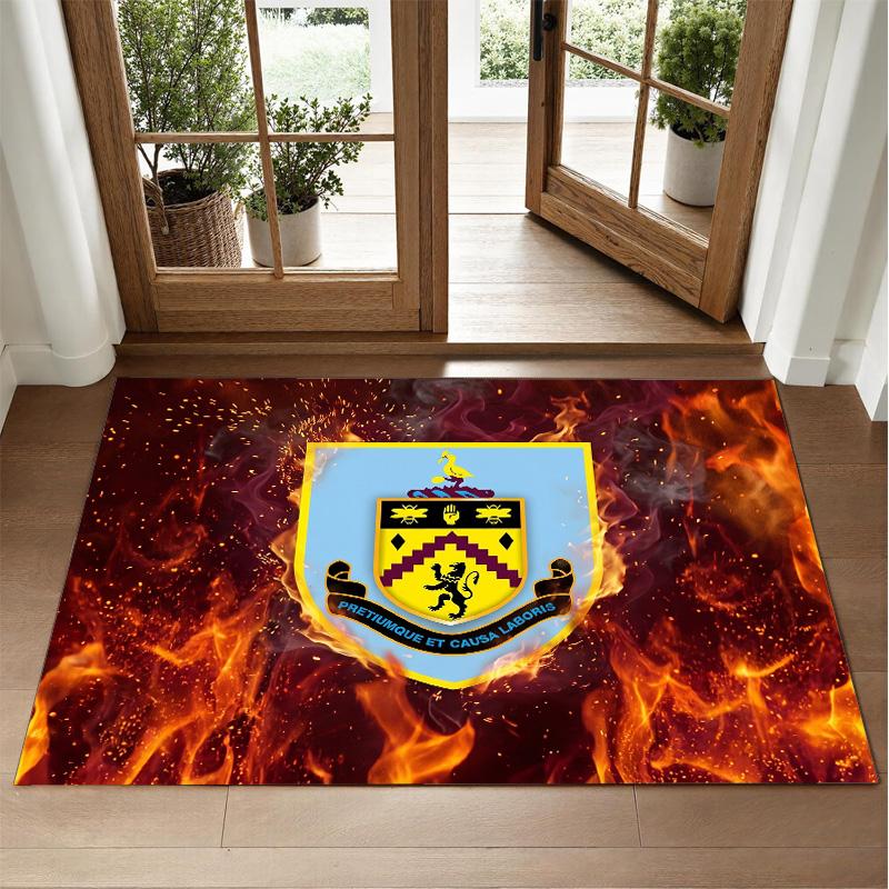 Burnley Football Design Crystal Velvet Rug Soft Decorative Mat for Bedroom Entrance