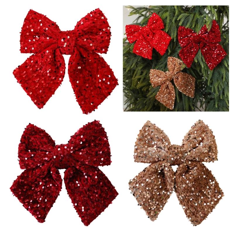 Christmas Tree Bowknot Decoration Christmas Bowknot Decoration Polyester Bowknot Charm for Festival Environment