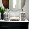 Ceramic Bathroom Accessories Set of 3 | Modern Luxury Bath Set with 300ml Soap Dispenser, Toothbrush Holder & Soap Dish | Home Decor Items