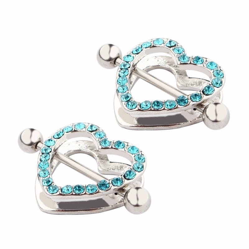 1 ST Strasshjärta Bröstvårtsringar Dam Kroppssmycken