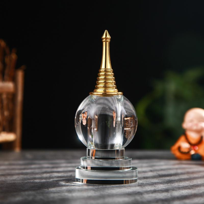 Sealed Crystal Glass Bottle for Nectar - Five-Element Pagoda Table Ornament