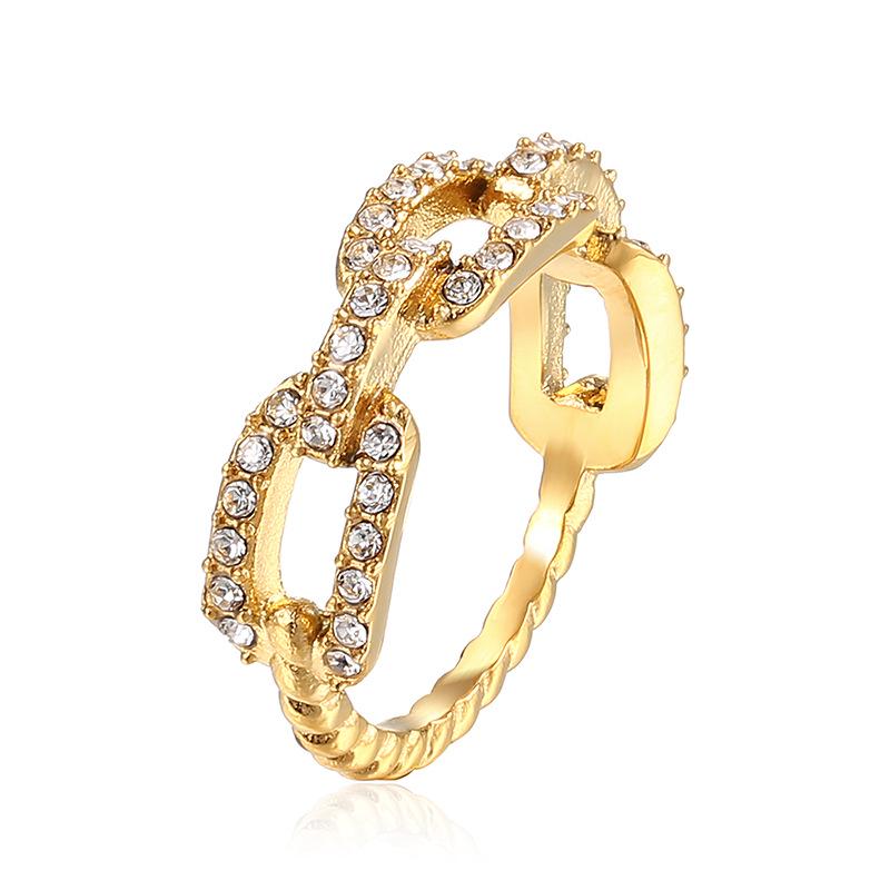 European & American INS Style Zircon Square Buckle Stainless Steel Women's Ring