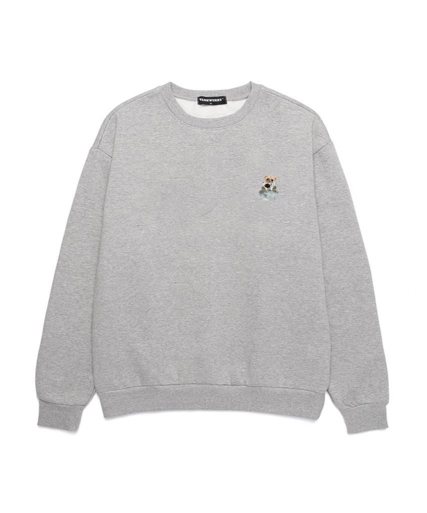 VANNWORKS Space Bear Oversized Sweatshirt (Vndts120) Melange Grey