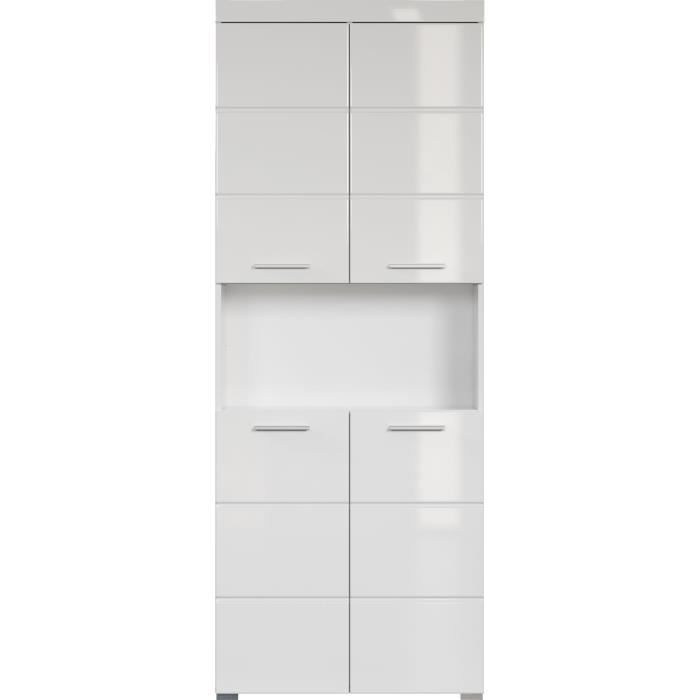 Bathroom Cabinet Double Column - 4 Doors + 1 Niche - L73 X D31 X H190 Cm - White - AMANDA