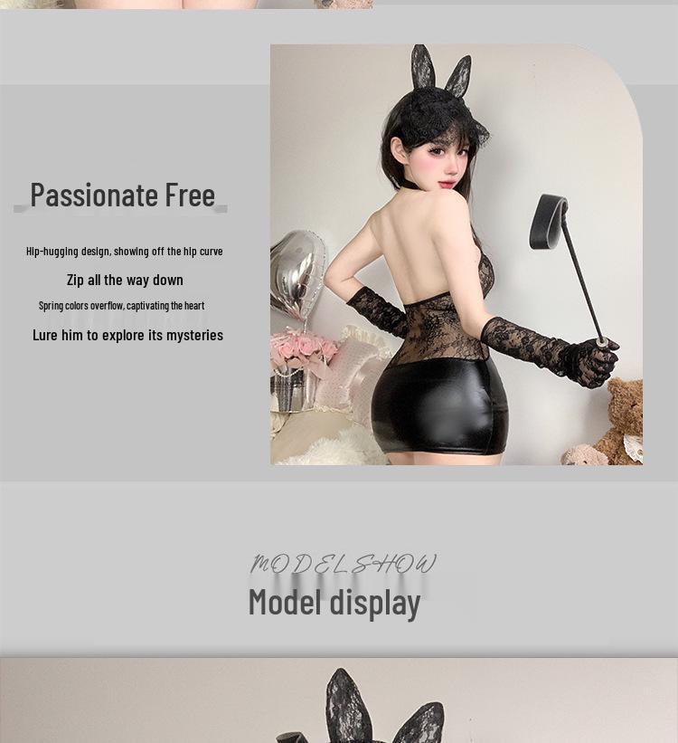 Pure Desire Lace See-Through Halterneck Sensual Lingerie Bodysuit Set for Role Play