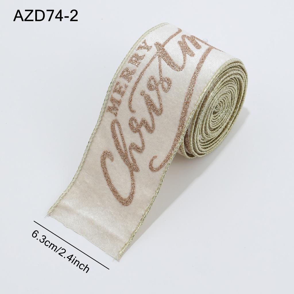 2m/Roll 6.3cm Flocked Christmas Ribbon Glitter Merry Christmas Letter Printed Ribbons For Xmas Holiday Gift Wrapping Bow Decor