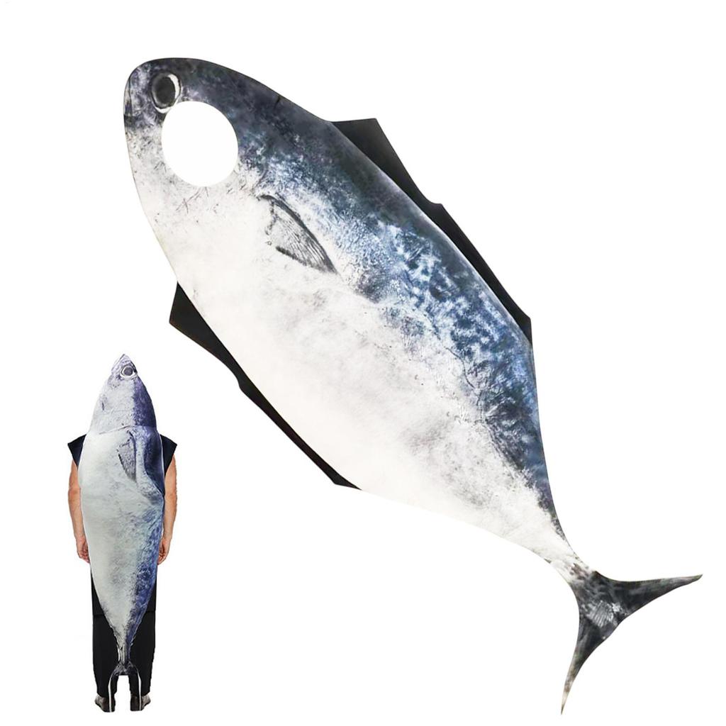 Fish Costume Cosplay Fish Costume Funny Halloween Suit Woman Man Jumpsuit Carnival Disguise Wearing Show Party