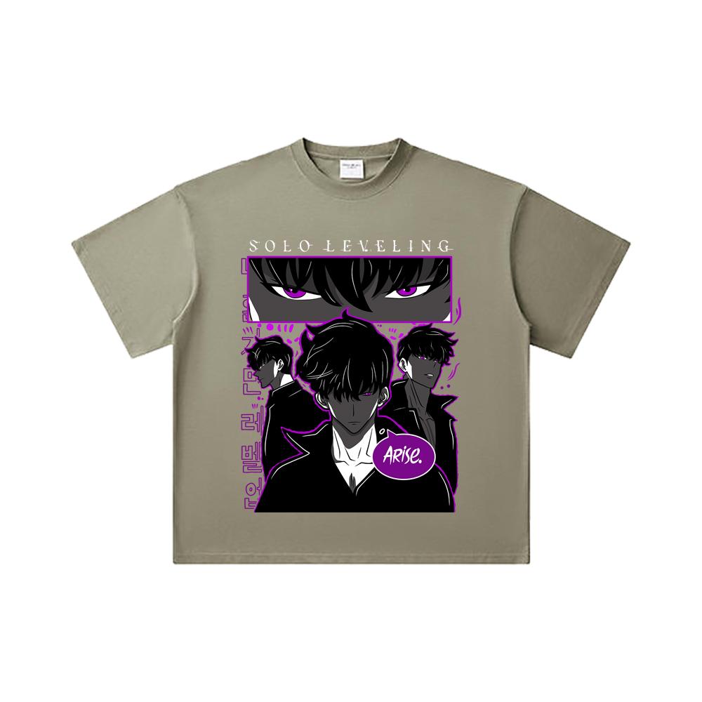 260 GSM Double Yarn 32 Count 100% Cotton Solo Leveling V11 Print Unisex Heavy Cotton T Shirt