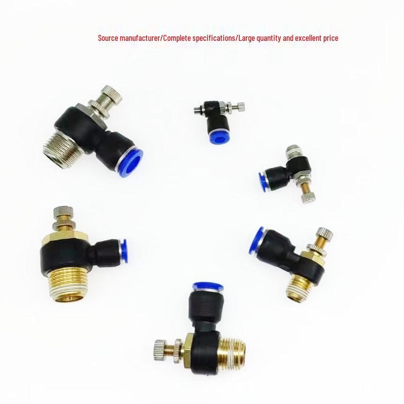SL Throttle Valve L-Type Male Thread Pneumatic Quick Push-In Fitting, SL6-01/8-0210-03, Pneumatic Component.