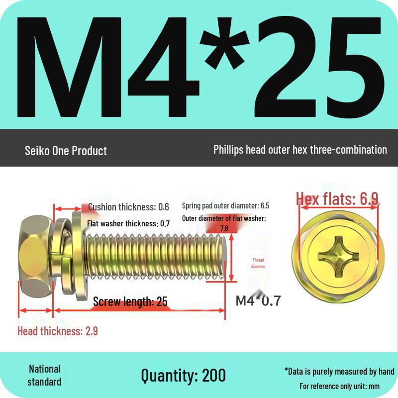 Hexagon Head Combination Screw Bolt Set with Washer and Spring Washer