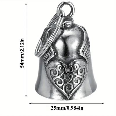 1Pc Heart Wing Motorcycle Bell Pendant Heart Lucky Bell Style Riding Bell Good Luck Bell Retro Motorcycle Safety Bell Decoration