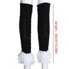 Japanese Women Cable Knitted Leg Warmer Cute Bow Tiered Ruffled Lace Calf Socks