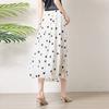Polka dot printed white silk skirt women's  new loose tendon waist mulberry silk skirt