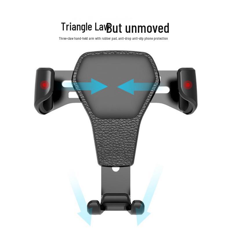 Universal Leather-Textured Air Vent Rotating Car Phone Holder with Gravity-Sensing Lock