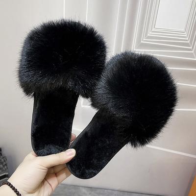 Modne damskie kapcie domowe zimowe różowe futro kawaii płaskie futrzane eleganckie wygodne miękkie buty dla kobiet i niska cena