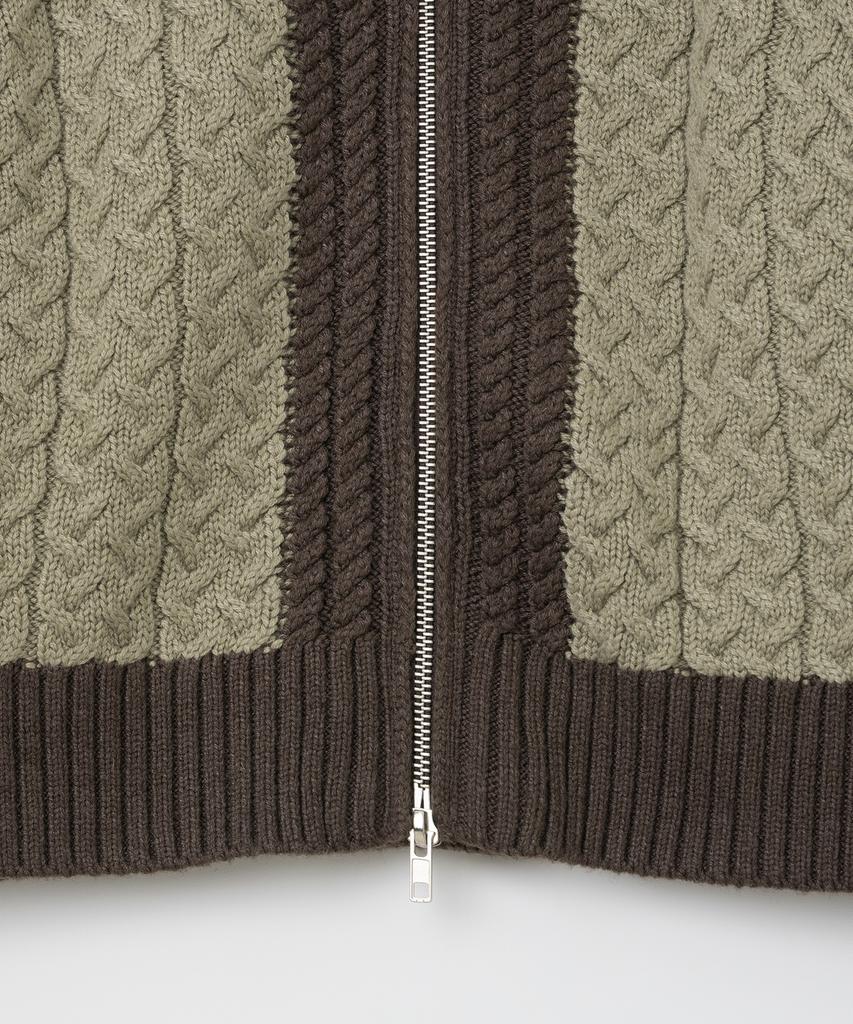 Millo Women Mono Wool Knit Zip-Up [Brown]
