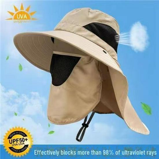 Men's Sun Protection Fishing Hat with Face Cover - UV Shield for Summer & Mountaineering