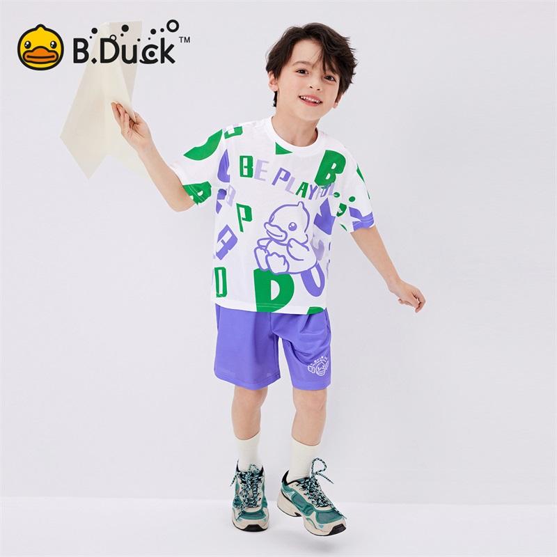 B. Duck Little Yellow Duck Children's Clothing Summer New Dopamine Boys' Short Sleeve Set