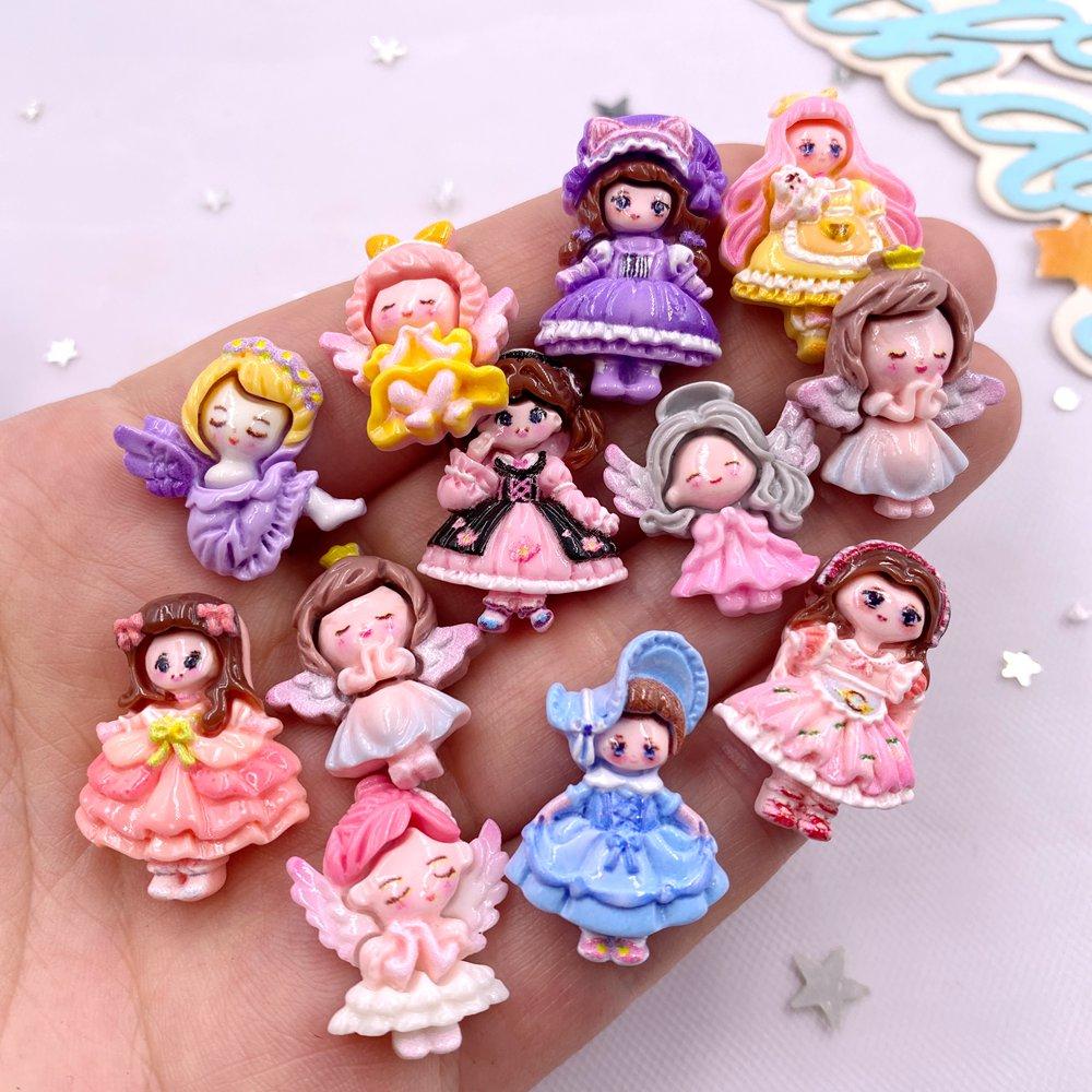 20 SZTŻywica Kawaii Kolorowy Kreskówkowy Aniołek Dziewczynka Płaska Kamień Wystrój Domu Księżniczka Wróżka Figurka Scrapbooking DIY Akcesoria Rękodzieło