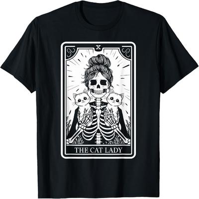 Cat Lady Tarot Card Skeleton Kitten Lover Cat Lover T-Shirt