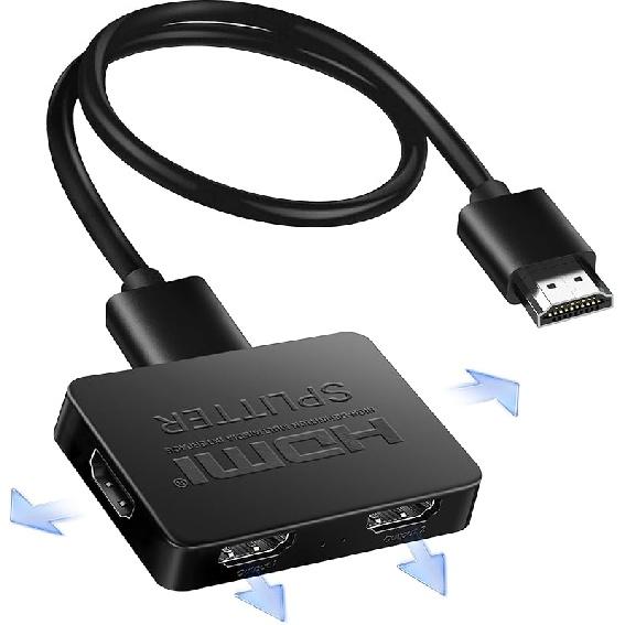 avedio links HDMI Splitter 4K@60Hz, HDMI Splitter 1 in 2 Out, HDMI Splitter for 2 Same Screen Only Mirror Screens, Support 3D Dol-by Vision Atmos