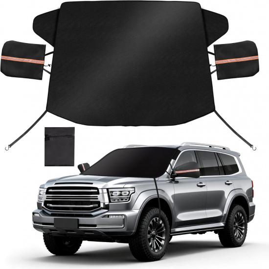 Car Windshield Cover For Ice And Snow, 600D Oxford Fabric Winter Frost Cover With Side Mirrors Cover, Frost Guard Windshield Cover For Car, SUV(68X