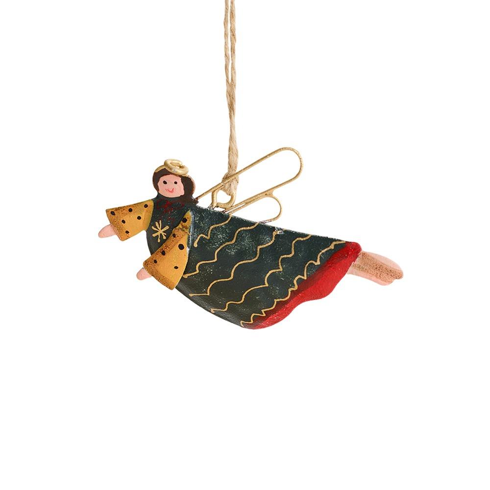 Multicolor Christmas Hanging Decorations Iron Art Cartoon Angel Girl Drop Ornament Retro Xmas Tree Embellishment