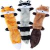 Pet Dog Toy Plush Bite Molar Toy, Fox, Raccoon and Squirrel, 3-Pack