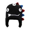 New Autumn and Winter Warm Fun Handmade Knitted Ear Hats Men and Women Cute Funny Cartoon Little Dinosaur Wool Hat
