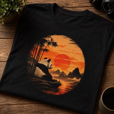 Panda Sunset Retro Vintage Graphic | Distressed Wildlife T-Shirt and Kids Tshirt Design