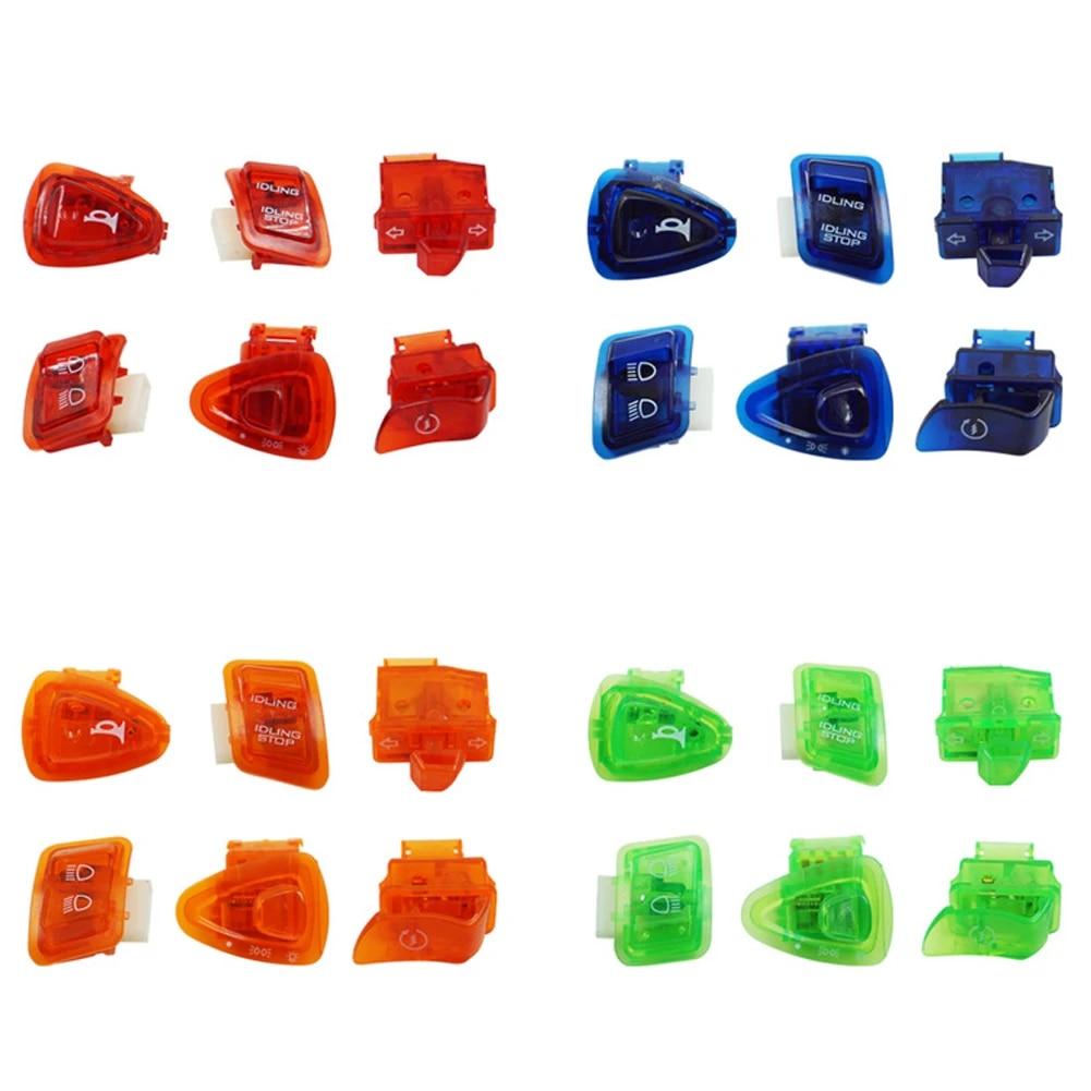 6Pcs/Set Motorcycle Head Light Horn Dimmer Turn Starter Single Switch Button For GY6 50cc 125cc 150cc ATV Moped Scooter
