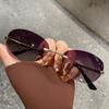 New Retro Fashionable Frameless Cat Eye Luxurious High Temperament Sunglasses Neutral Outdoor Travel Uv400 Resistant Sunglasses