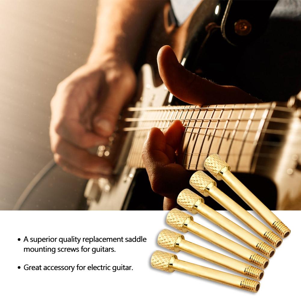 6Pcs Tremolo Intonation Saddle Mounting Screws Replacement For Electric Guitar (Gold)