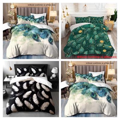 Peacock Feather 3D Digital Printing Three-Piece Set, Bedding Quilt Cover, Direct Sales