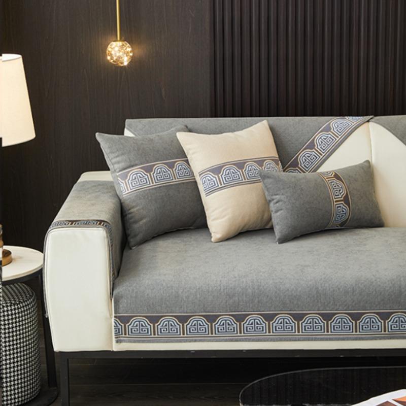 Embroidery Non-slip Sofa Towel Pillowcase Decore Home L-shaped Sofas Cushion Four Season Universal Sofa Cover Home