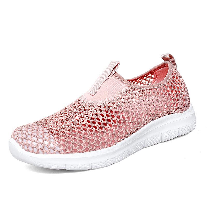 Shoes Women's Walking Shoes Lightweight Mesh Hollow Breathable Women's Shallow Mouth Casual Mother Shoes Single Mesh Shoes Summer