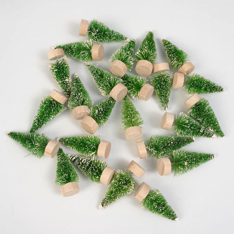 12pcs Mini Christmas Trees Small Artificial Christmas Tree Ornament Cedar Pine Sisal Tabletop Merry Christmas Party Decoration