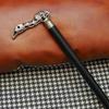 Bird Handle Walking Stick Silver Tone Carved Cane with Black Wooden Shaft Handmade Walking Cane Gift for Men, Collectors