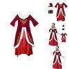 Elegant Red Santa Claus Adult Women's Christmas Costume Dress With Cozy Faux Fur Trim