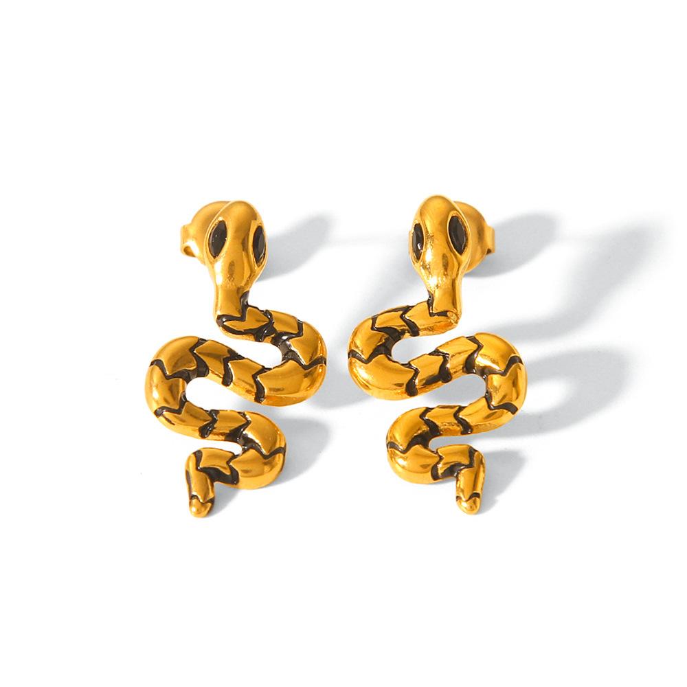 

Hot Sale 18k Gold Stainless Steel Snake Earrings Stylish Unique Titanium Steel Ear Jewelry for Women