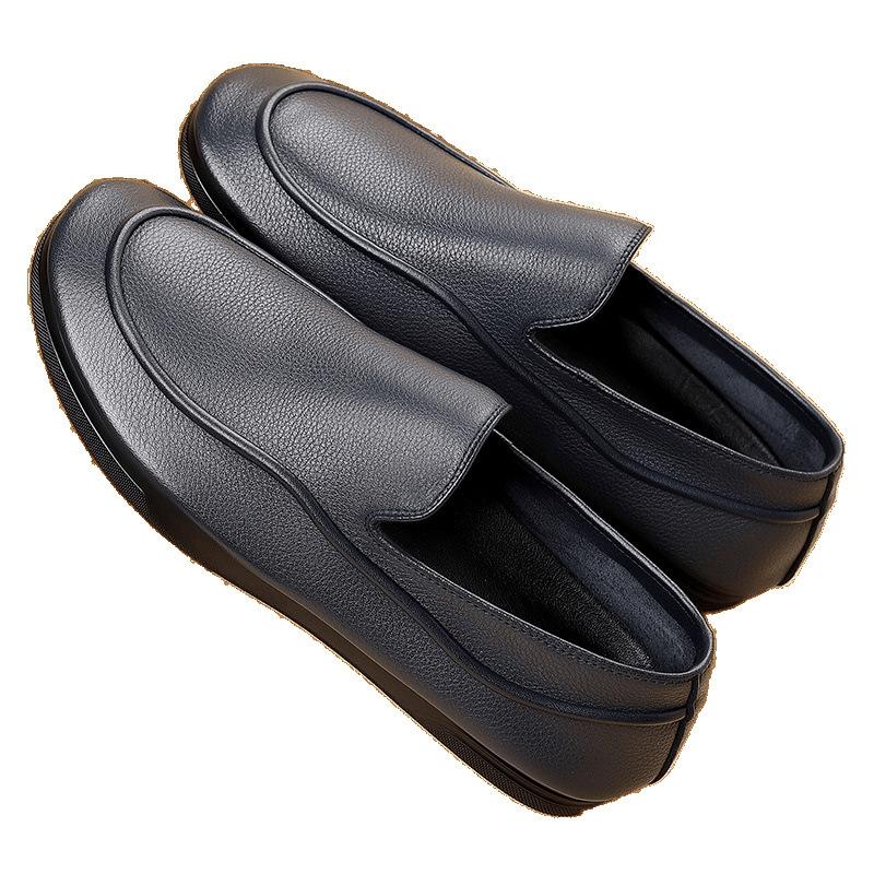 2025 Summer New Casual Versatile Leather Shoes Men's One-pedal Soft-soled Men's Doudou Leather Shoes First-layer Cowhide Men's Shoes