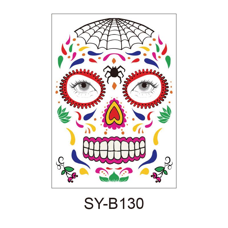 Cross Border Halloween Scene Tattoo Stickers Waterproof Sweat Day Of Dead Makeup Ball Funny Facial