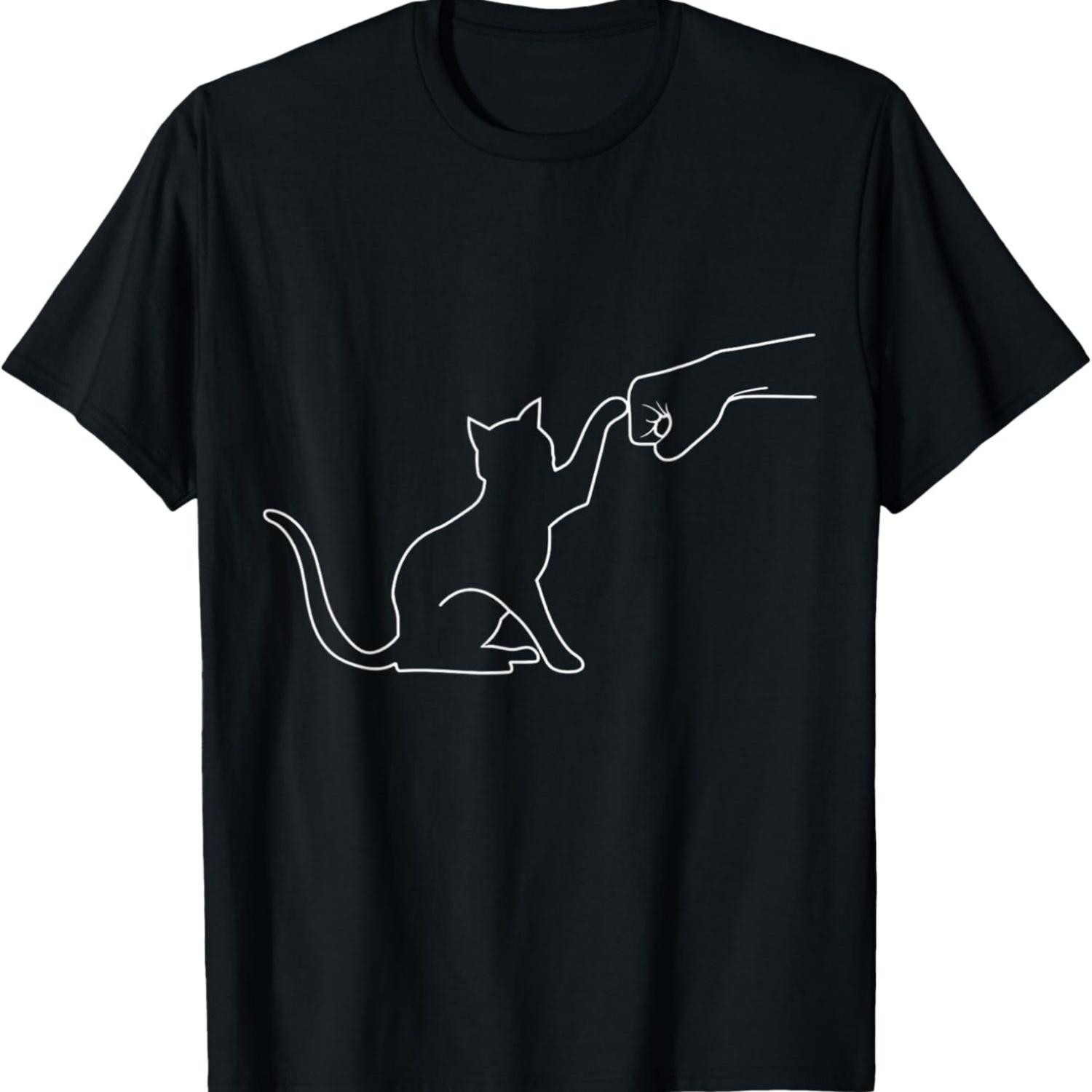 Fist Bump Funny Cat Meme T-Shirt for Men Women Kids S чёрный