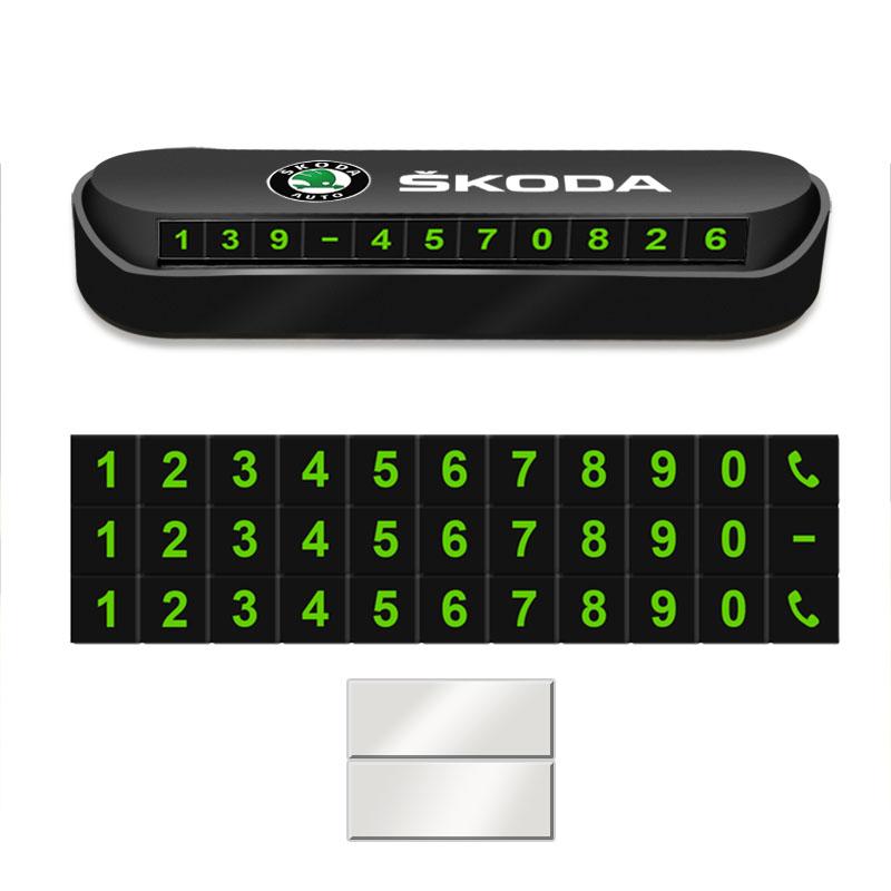 1 ks Dočasná parkovací karta do auta, odznak, styling auta pro Škoda Octavia Fabia A7 Kamiq Kapoq Kodiaq Rapid SCALA Superb Yeti Derivati