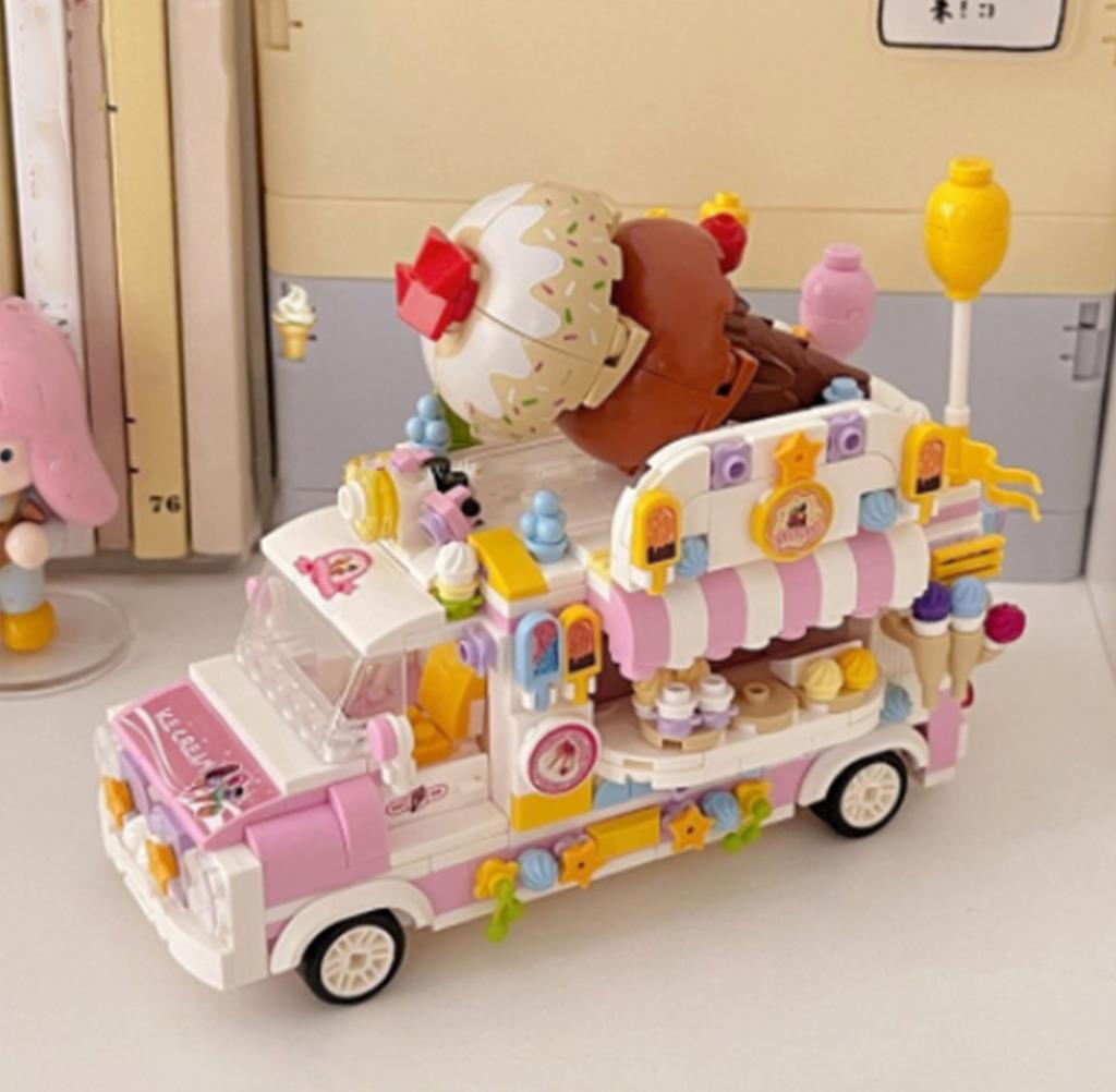 Dining Car Blocks Toy Educational Boredom Relief Children Food Truck Building Blocks for Boys Girls