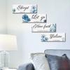 4 Pieces Blue Flower Wall Decor For Bedroom Accept Let Go Have Faith Believe Inspirational Wall Art Decorations for Living Room No Frame